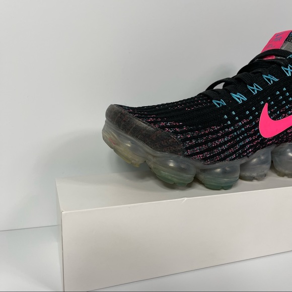 NIKE AIR VAPORMAX FLYKNIT 3 BLACK HYPER PINK BALTIC BLUE WOMENS RUNNING SHOES SI - Picture 6 of 10